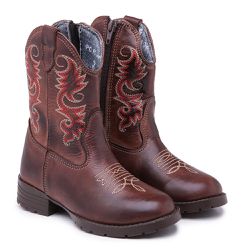 Bota Texana Infantil em Couro Legitimo Marrom - KRN SHOES | Calçados Casuais