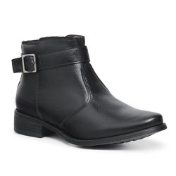 Bota Feminina Cano Curto Couro Legítimo Nobre Elástico Fivela Tabaco - KRN SHOES | Calçados Casuais