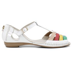 Sandália Rasteira Couro Legítimo Branco Gua Gi - KRN SHOES | Calçados Casuais