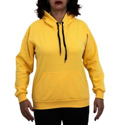 Blusa Avulsa Moletom Feminino Canguru com Capuz Amarelo - KRN SHOES | Calçados Casuais