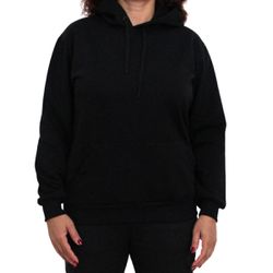 Blusa Avulsa Moletom Feminino Canguru com Capuz Preto - KRN SHOES | Calçados Casuais