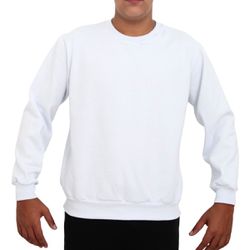 Blusa Avulsa Moletom Masculino Gola Careca Branco - KRN SHOES | Calçados Casuais