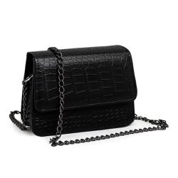 Bolsa Pequena Feminina Croco Preta - KRN SHOES | Calçados Casuais