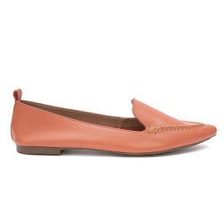 Mocassim Feminino Confort Bico Fino Couro Legítimo Coral - KRN SHOES | Calçados Casuais