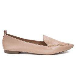 Mocassim Feminino Confort Bico Fino Couro Legítimo Nude - KRN SHOES | Calçados Casuais