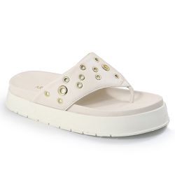 Sandália Papete Feminina de Dedo Sola Alta Sintético Off White - KRN SHOES | Calçados Casuais
