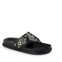 Sandália Papete Feminina de Dedo Sola Baixa Sintético Preto - KRN SHOES | Calçados Casuais