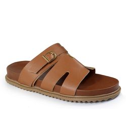 Sandália Papete Feminina Sola Baixa Sintético Caramelo - KRN SHOES | Calçados Casuais