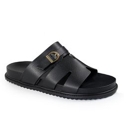 Sandália Papete Feminina Sola Baixa Sintético Preto - KRN SHOES | Calçados Casuais