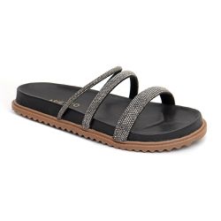 Sandália Papete Feminina Três Tiras Sintético Preto - KRN SHOES | Calçados Casuais