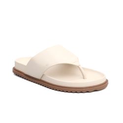 Sandália Papete Feminina de Dedo Sola Baixa Off White - KRN SHOES | Calçados Casuais