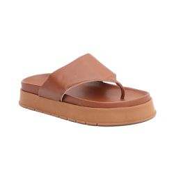 Sandália Papete Feminina Flatform de Dedo Sola Alta Caramelo - KRN SHOES | Calçados Casuais