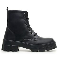 Coturno Feminino Tratorado Sintético Cadarços Preto - KRN SHOES | Calçados Casuais