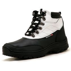 Coturno Adventure Trekking Couro Floater Preto e Branco - KRN SHOES | Calçados Casuais