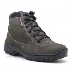 Coturno Militar Cano Baixo Couro Legítimo Unissex Cinza - KRN SHOES | Calçados Casuais