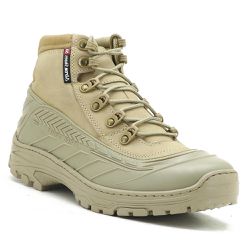 Coturno Militar Cano Baixo Couro Legítimo Emborrachado Areia - KRN SHOES | Calçados Casuais