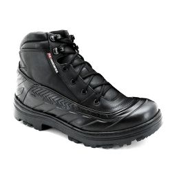 Coturno Militar Cano Baixo Couro Legítimo Emborrachado Preto - KRN SHOES | Calçados Casuais
