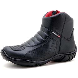 Bota Motociclista Couro Legítimo Semipermeável Preto - KRN SHOES | Calçados Casuais