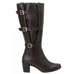 Bota Montaria Feminina Cano Alto Panturrilha Ajustável Couro Legítimo Café - KRN SHOES | Calçados Casuais