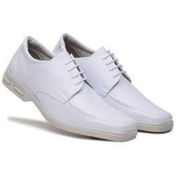 Sapato Social Masculino Bico Quadrado Sintético Branco - KRN SHOES | Calçados Casuais
