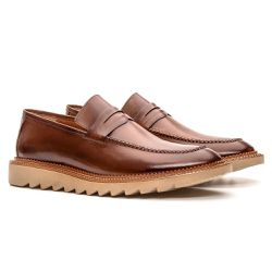 Sapato Masculino Casual Loafer Premium Tratorado Whisky - KRN SHOES | Calçados Casuais