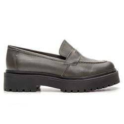 Sapato Mocassim Feminino Tratorado Couro Floater Musgo - KRN SHOES | Calçados Casuais