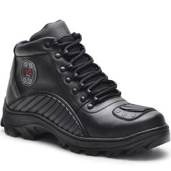 Bota Motociclista Masculina em Couro Legítimo Preto - KRN SHOES | Calçados Casuais