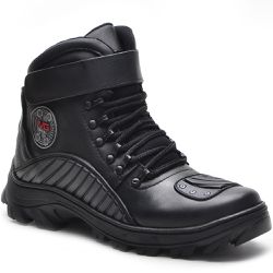 Bota Motociclista Masculina em Couro Legitimo Preto - KRN SHOES | Calçados Casuais