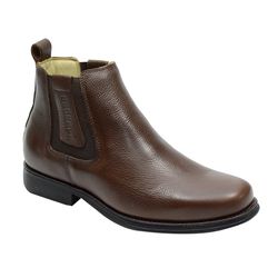 Botina Masculina Conforto Couro Legítimo Café - KRN SHOES | Calçados Casuais