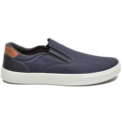 Tênis Slip On Masculino Casual Em Lona Marinho - KRN SHOES | Calçados Casuais