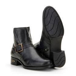 Bota Feminina Montaria Texana Cano Curto Couro Legítimo Preto - KRN SHOES | Calçados Casuais