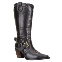 Bota Feminina Texana Bico Fino Couro Legítimo Preto - KRN SHOES | Calçados Casuais