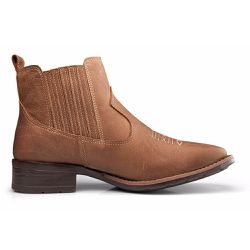 Botina Feminina Texana Bico Quadrado Oliva Bege - KRN SHOES | Calçados Casuais