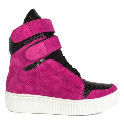 Bota de Treino Feminina Cano Alto Rosa Fúcsia com Preto - KRN SHOES | Calçados Casuais