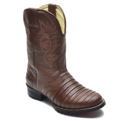 Bota Texana Masculina Palmilha Gel Couro Legítimo Chocolate - KRN SHOES | Calçados Casuais