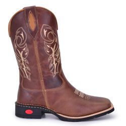 Bota Texana Masculina Couro Legítimo Café - KRN SHOES | Calçados Casuais