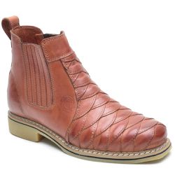 Botina Masculina Escamada Couro Legítimo Latego Pinhão - KRN SHOES | Calçados Casuais