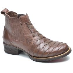 Botina Masculina Escamada Couro Legítimo Floater Chocolate - KRN SHOES | Calçados Casuais