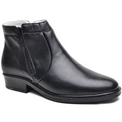 Bota Social Masculina Couro Mestiço Zíper Preto - KRN SHOES | Calçados Casuais