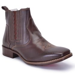 Bota Country Texana Couro Legítimo Café - KRN SHOES | Calçados Casuais