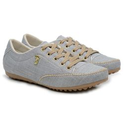 Sapatênis Feminino Cadarços em Lona Dublado Cinza - KRN SHOES | Calçados Casuais