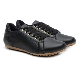 Sapatênis Feminino Cadarços Sintético Preto - KRN SHOES | Calçados Casuais