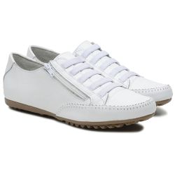 Sapatênis Feminino Elástico e Zíper Couro Legítimo Branco - KRN SHOES | Calçados Casuais