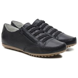 Sapatênis Casual Feminino Couro Legítimo Preto - KRN SHOES | Calçados Casuais