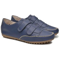 Sapatênis Feminino Casual Couro Legítimo Azul Marinho - KRN SHOES | Calçados Casuais