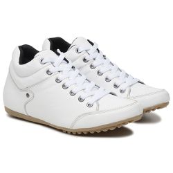 Sapatênis Botinha Feminina Couro Legítimo Branco - KRN SHOES | Calçados Casuais