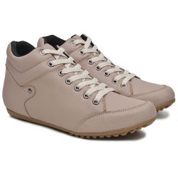 Sapatênis Botinha Feminino Couro Legítimo Nude - KRN SHOES | Calçados Casuais