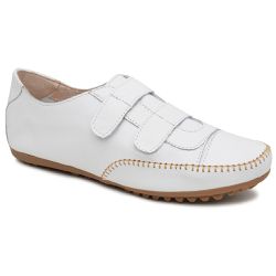 Sapatênis Feminino Velcro Couro Legítimo Branco - KRN SHOES | Calçados Casuais