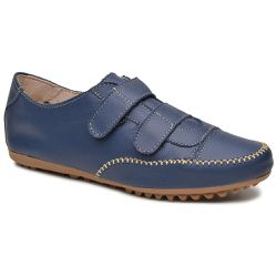 Sapatênis Feminino Velcro Couro Legítimo Marinho - KRN SHOES | Calçados Casuais