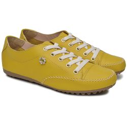 Sapatênis Feminino Couro Legítimo Amarelo - KRN SHOES | Calçados Casuais